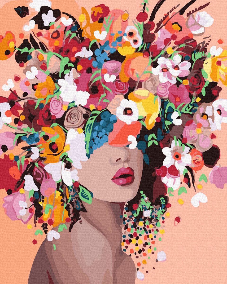 abstract portret flori colorate picturi pe numere