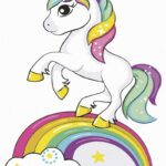 pictura pe numere Unicorn si curcubeu
