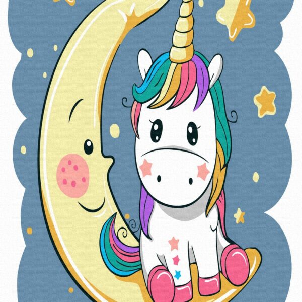 pictura pe numere luna si unicornul