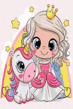 pictura pe numere printesa cu unicorn
