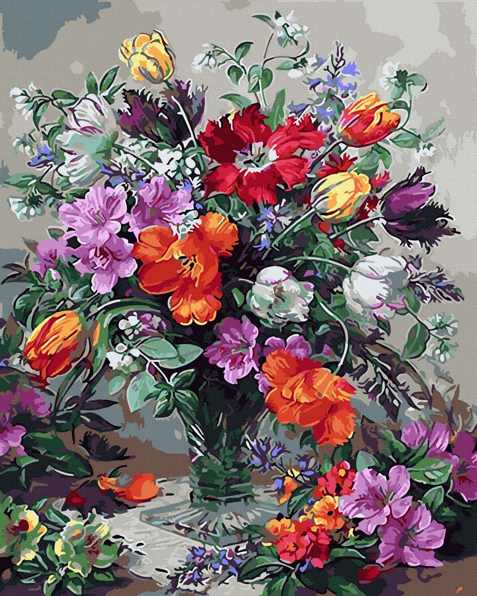 vaza cu flori din gradina picturi pe numere
