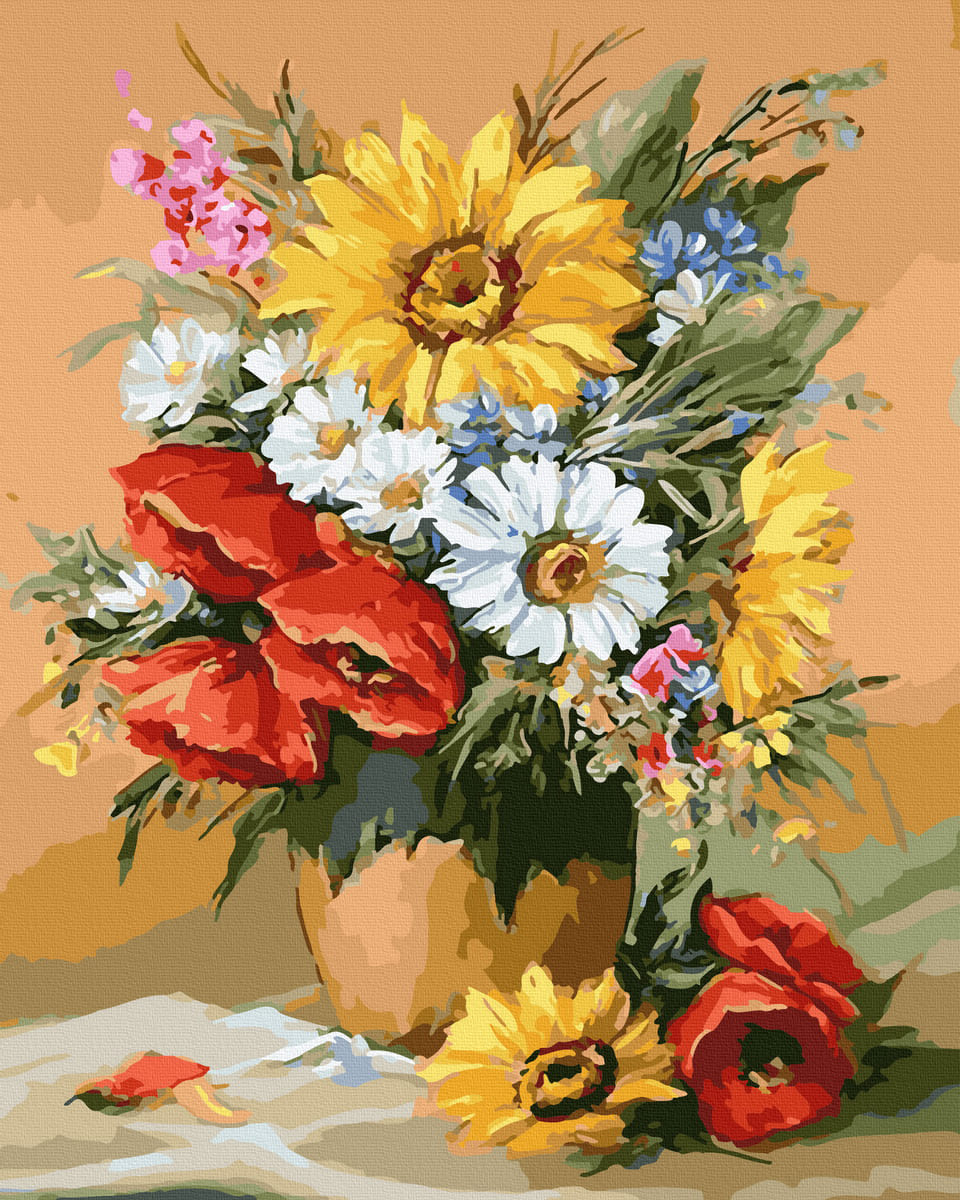 Acuarello Picturi pe Numere - Picturi pe numere - vaza cu flori de camp picturi pe numere